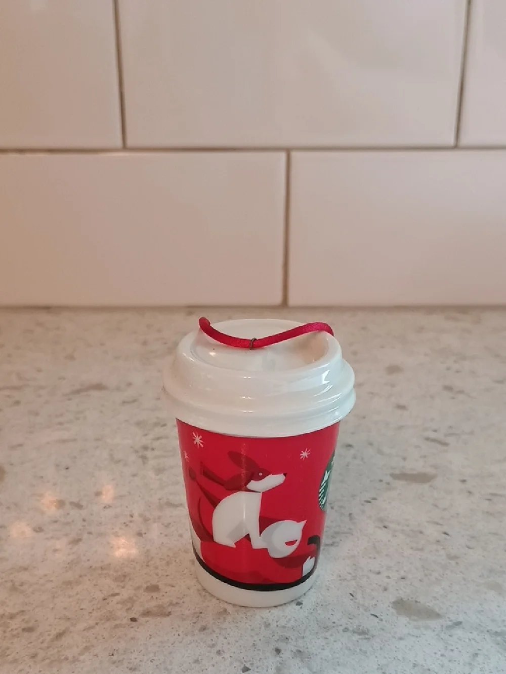2011 Starbucks Red Holiday Mini Cup Ceramic Ornament